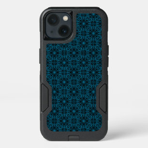Bright Light Blue Black Geometric Symmetry Pattern