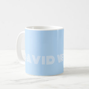 Bright Light Blue & White Fun Font Modern Name 016 Coffee Mug