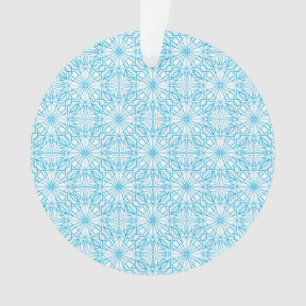Bright Light Blue White Geometric Symmetry Pattern Ornament