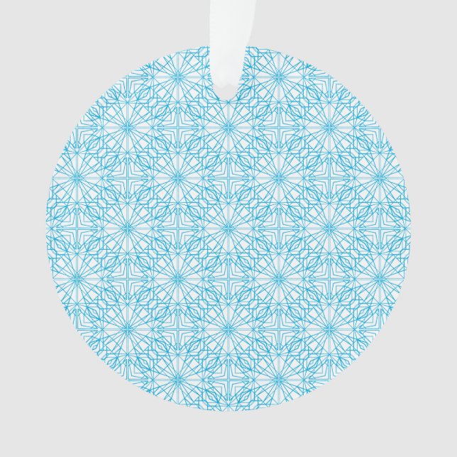 Bright Light Blue White Geometric Symmetry Pattern Ornament (Front)