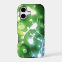 Bright light green background with stars and bokeh