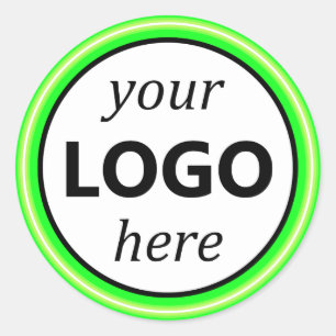 Bright Light Green Neon Your Circle Logo Image Pic Classic Round Sticker