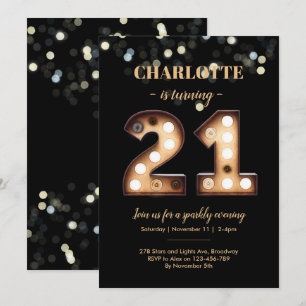 Bright Lights 21st birthday invitation