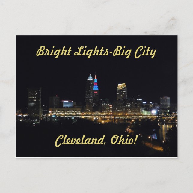 Bright Lights Cleveland Ohio Postcard (Front)