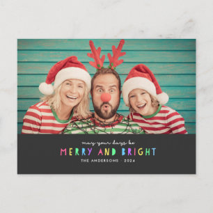 Bright Lights on Slate Single Photo Holiday Postcard
