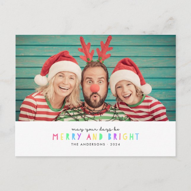 Bright Lights Single Photo Holiday Postcard (Front)