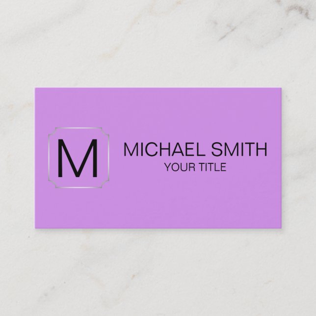 Bright lilac colour background business card (Front)