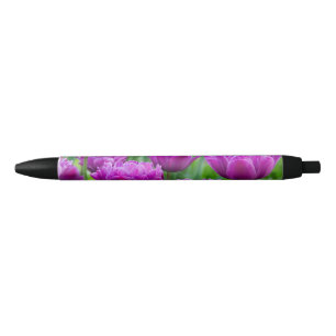 Bright lilac  tulips on a sunny day     black ink pen