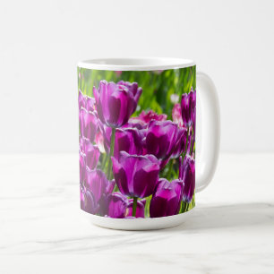 Bright lilac tulips on a sunny day coffee mug