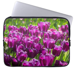 Bright lilac tulips on a sunny day laptop sleeve