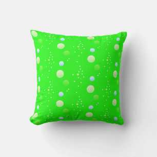 Bright lime green aesthetic dots cushion
