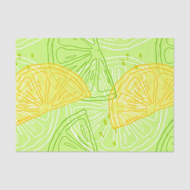 Bright lime green citrus lemons pattern tissue paper (Front)