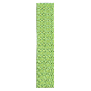 Bright Lime Green Geometric Pattern Short Table Runner