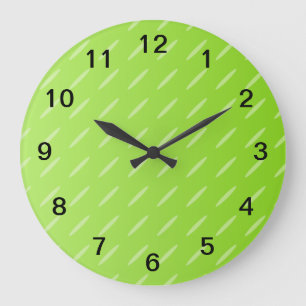 Bright Lime Green Patterned Background Design. Large Clock