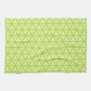 Bright Lime Green Spiral Pattern Tea Towel