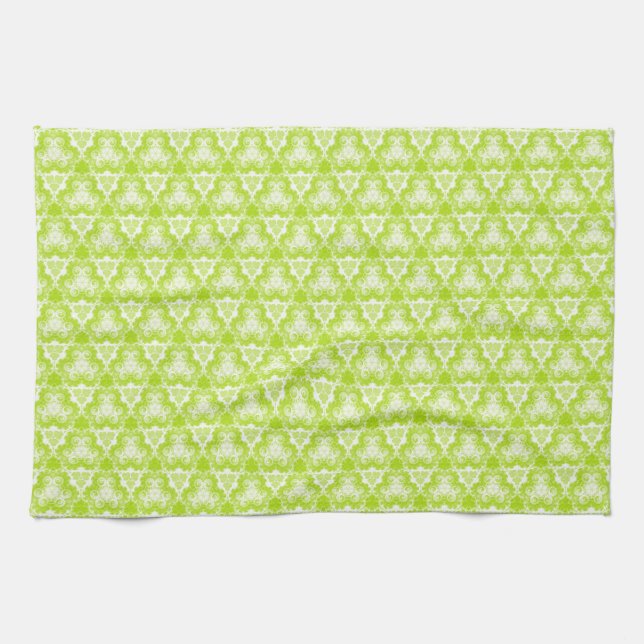 Bright Lime Green Spiral Pattern Tea Towel (Horizontal)