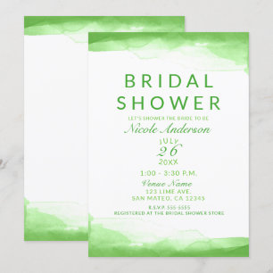 Bright Lime Green Watercolor Chic Bridal Shower Invitation
