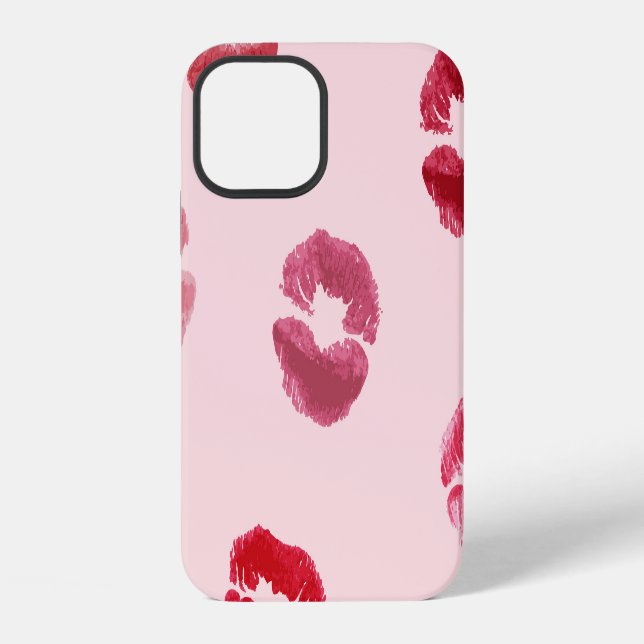 Bright Lips Imprints Valentine Pattern iPhone Case (Back)