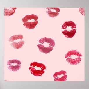 Bright Lips Imprints Valentine Pattern Poster