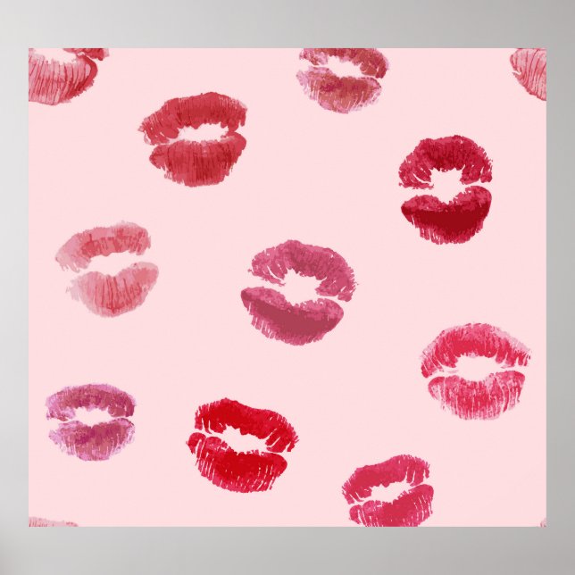 Bright Lips Imprints Valentine Pattern Poster (Front)