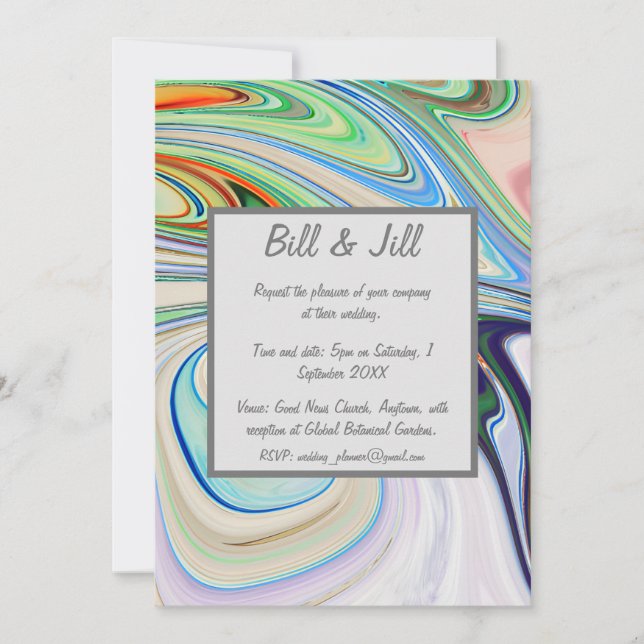 Bright Liquid Marble Wedding Invitation (Front)
