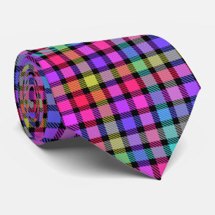 Bright Madras Plaid Rainbow Check Tie