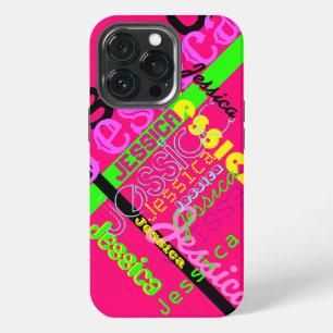 Bright Magenta 80's 90's Retro Inspired ANY NAME iPhone 13 Pro Case