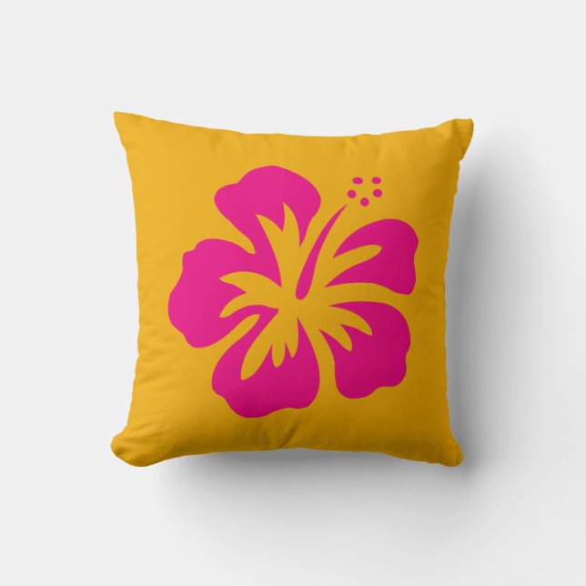Bright Magenta Hibiscus. Cushion (Front)