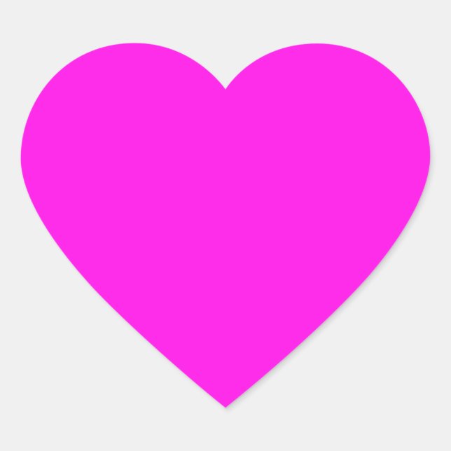  Bright Magenta (solid colour)  Heart Sticker (Front)