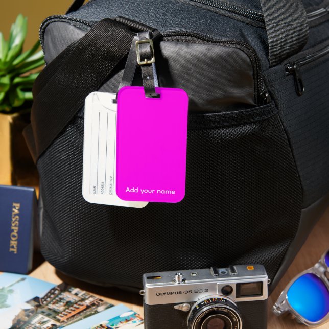 Bright Magenta Solid Colour Luggage Tag (Front & Back)