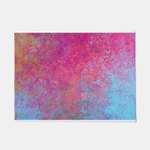 Bright Magenta Sunset Abstract Acrylic Pour Doormat
