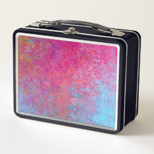 Bright Magenta Sunset Abstract Acrylic Pour Metal Lunch Box