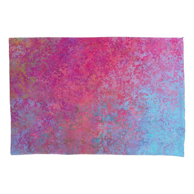 Bright Magenta Sunset Abstract Acrylic Pour Pillowcase (Front)