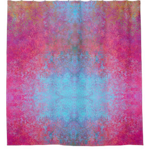Bright Magenta Sunset Abstract Acrylic Pour Shower Curtain