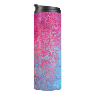 Bright Magenta Sunset Abstract Acrylic Pour Thermal Tumbler