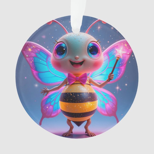 Bright Magical Bee Character With Sparkling Wings Ornament (Front)