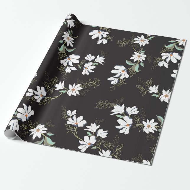 Bright Magnolia Seamless Pattern Wrapping Paper (Unrolled)