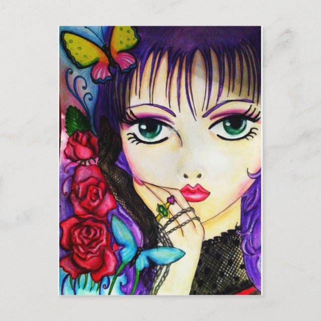Bright manga decorative artwork postcard (Front)