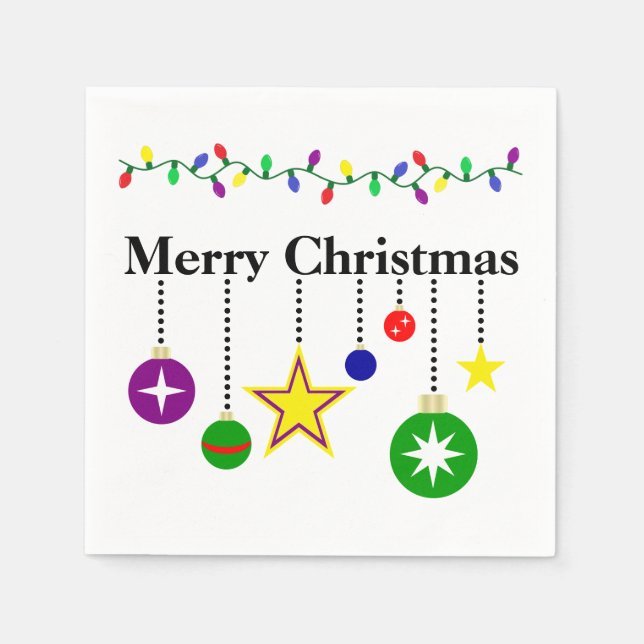 Bright Marry Christmas Cocktail Paper Napkin (Front)