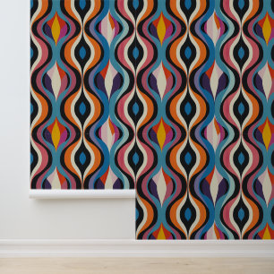 Bright Maximalist Ogee Pattern Wallpaper