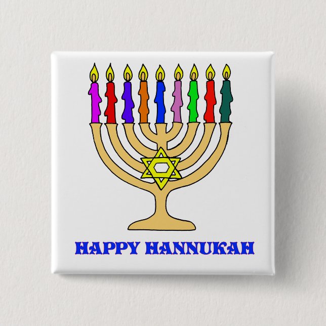 Bright Menorah 15 Cm Square Badge (Front)