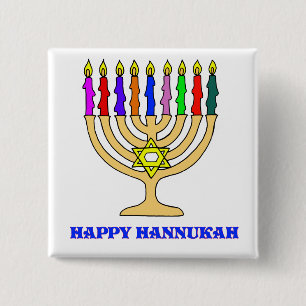 Bright Menorah 15 Cm Square Badge