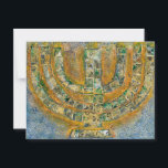 Bright Menorah Postcard<br><div class="desc">The original artwork for this menorah is a mixed-media painting created with acrylic paint,  modelling paste,  and paper by contemporary Jewish artist Meredith Gould.</div>