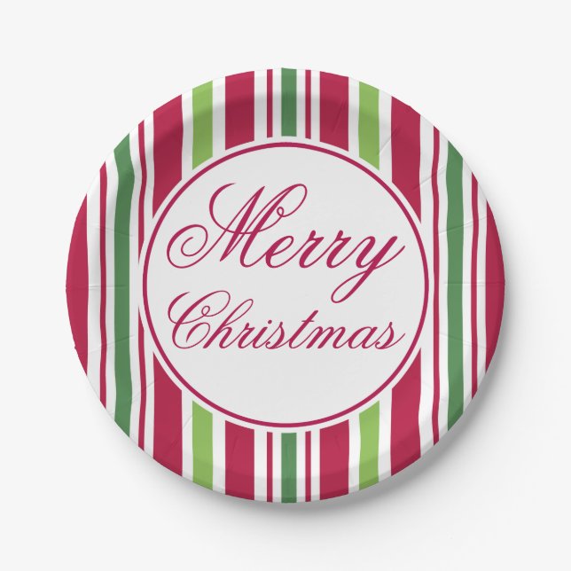 Bright Merry Christmas Dinner Party Paper Plates (Front)