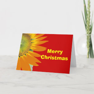 Bright Merry Christmas Red and Yellow Flower Holiday Card