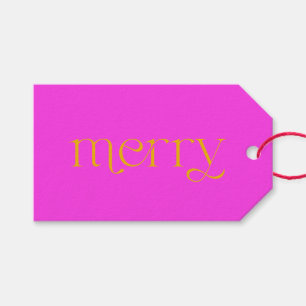 Bright Merry Fuchsia and Orange Christmas Holiday Gift Tags