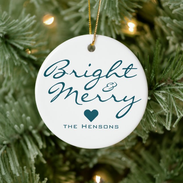 Bright Merry Script Heart Pattern Family Christmas Ceramic Tree Decoration (Tree)