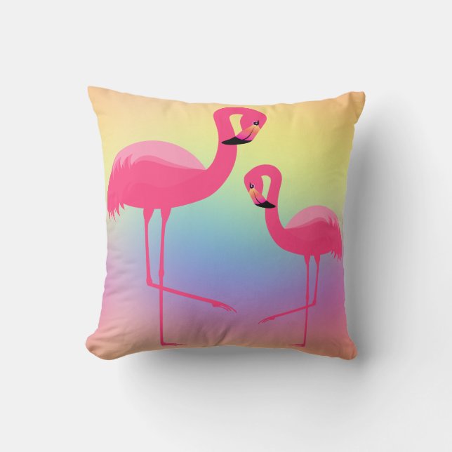 BRIGHT Miami PINK FLAMINGO PASTEL Cushion (Front)