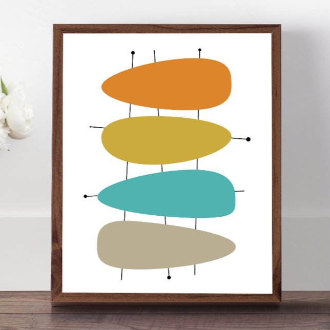 Bright Mid Century Teardrops and Lines Poster (Creator Uploaded)