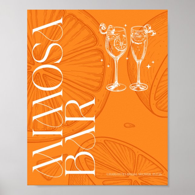 Bright Minimalist Citrus Bridal Mimosa bar sign (Front)